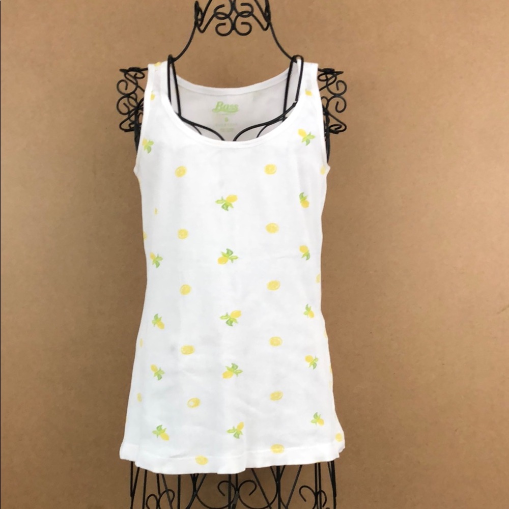 Bass White Tank Top with Lemon Print